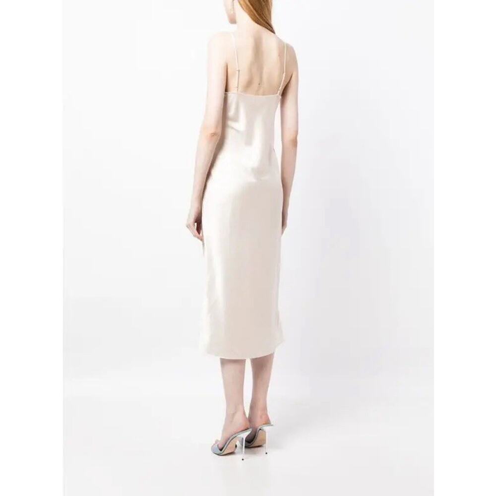 NWT Fleur Du Mal Marilyn Midi Slip Dress Small Silk Satin Graphic Print Ivory - Picture 5 of 10